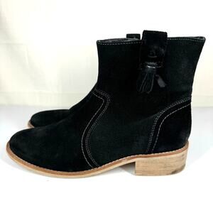 CREVO Suede Ankle Boots Size 8 Black Western Cowgirl Zipper Fall Academia Winter